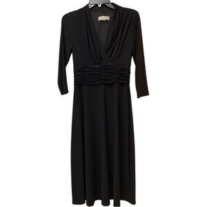 Kasper black three quarter sleeve Aline Vneck dress